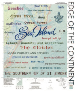 Blue Giclee print of Sea Island wax oil rubbing on map